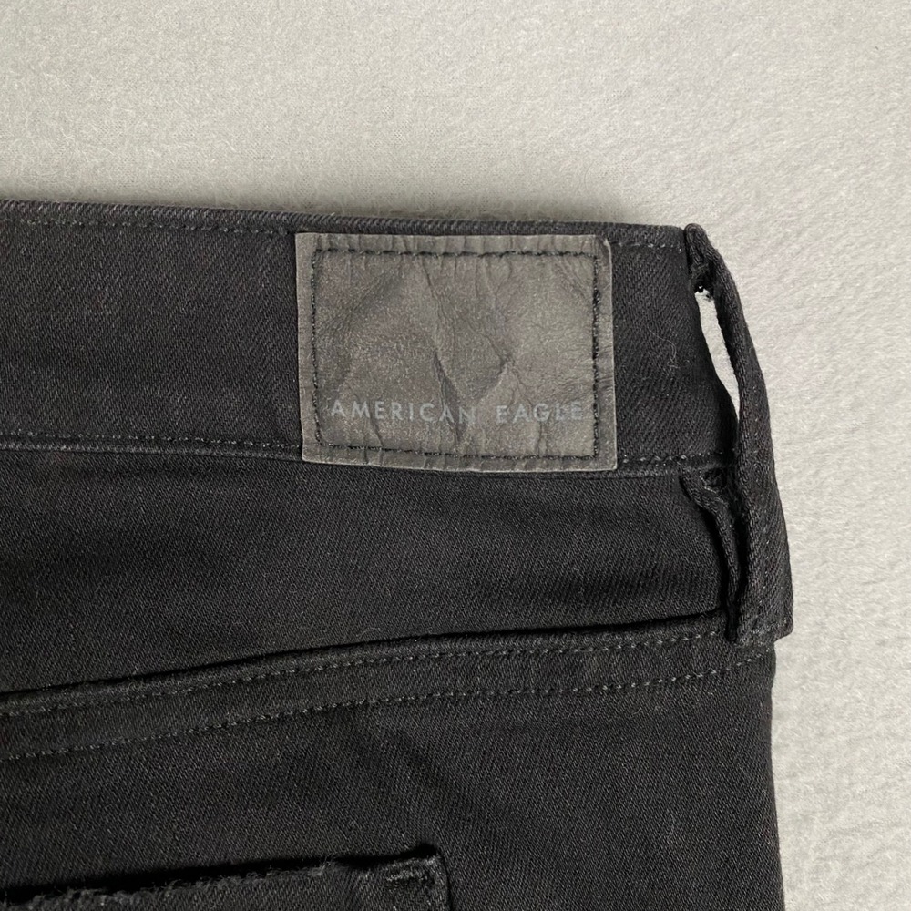 American Eagle Dream Stretch Distressed Destroyed Black Jegging Womens 18 NEW - Picture 5 of 16